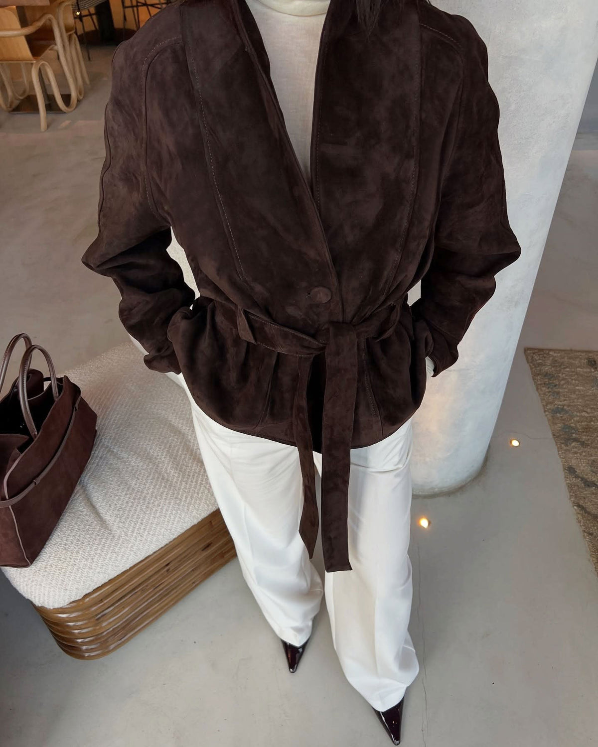Teresa Belted Suede Trench Coat
