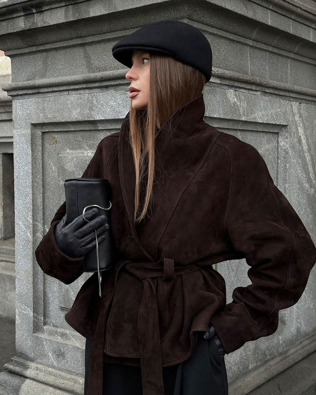 Teresa Belted Suede Trench Coat