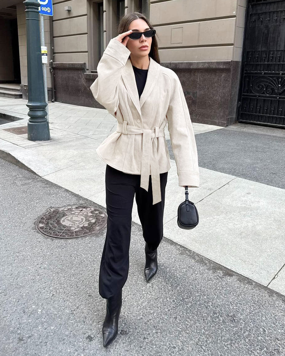 Teresa Belted Suede Trench Coat