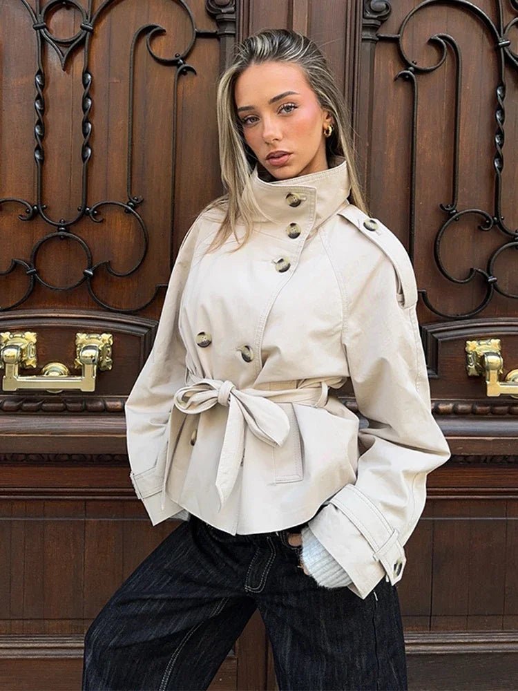 Thea korte trenchcoat met riem