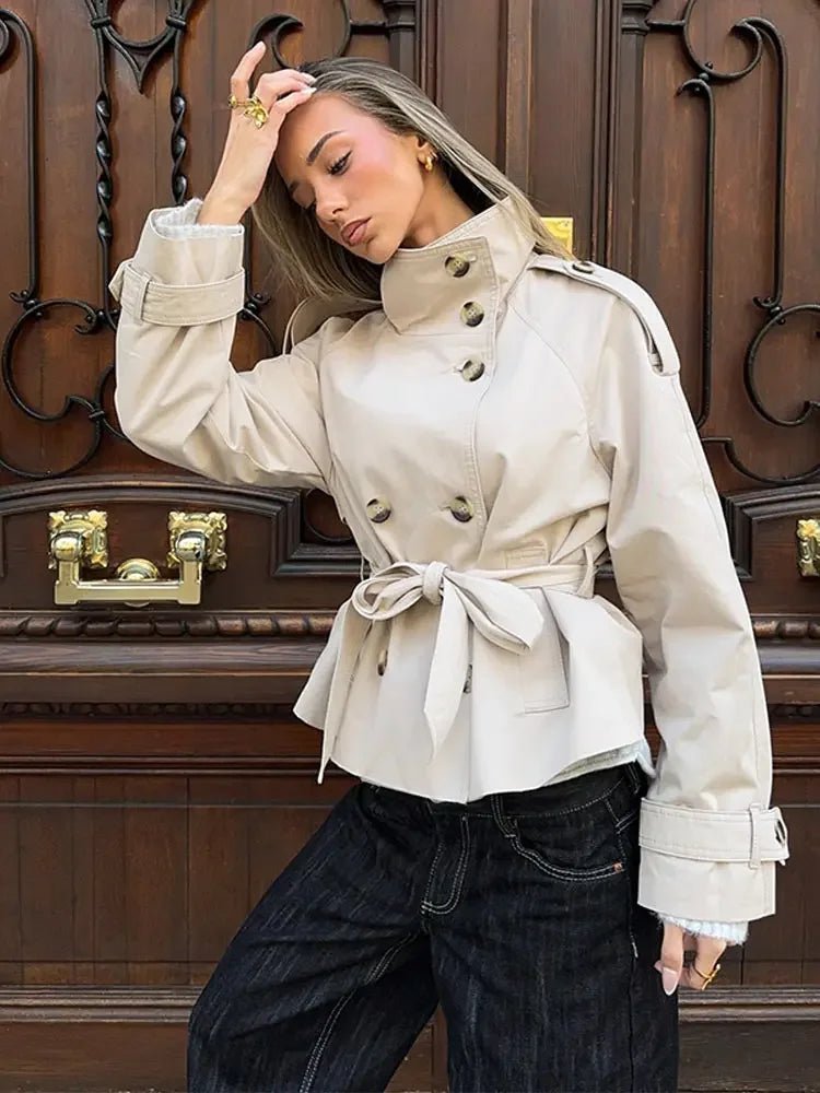 Thea korte trenchcoat met riem