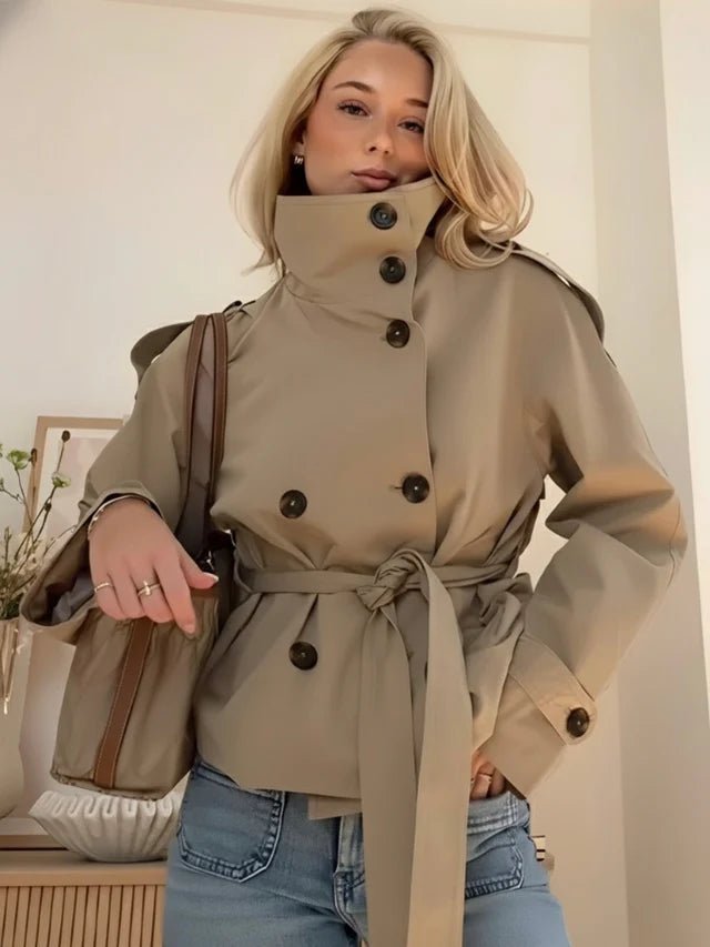 Thea korte trenchcoat met riem