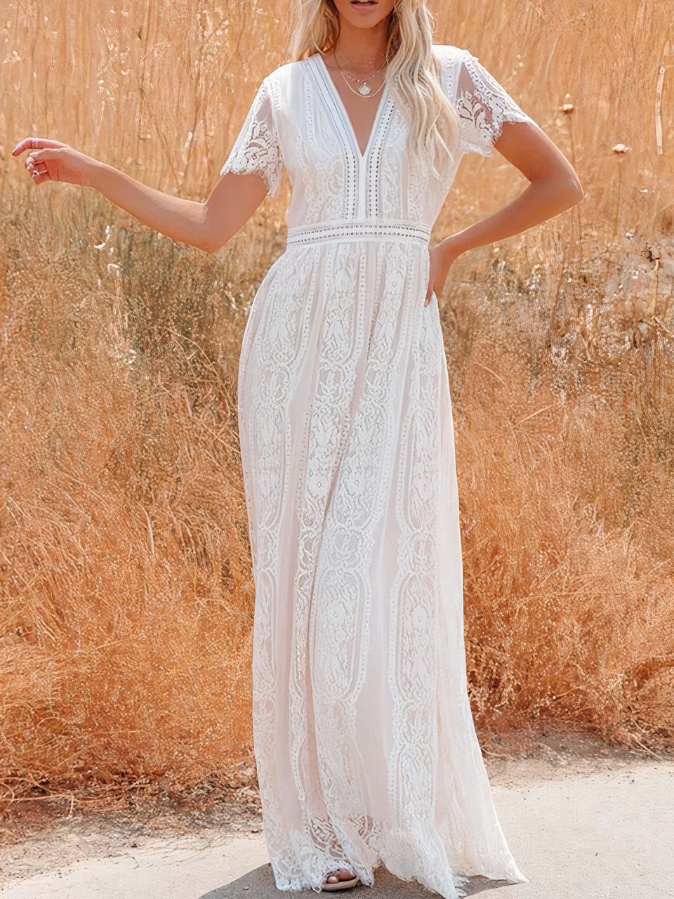 Vestido comprido de renda boémia Tilda
