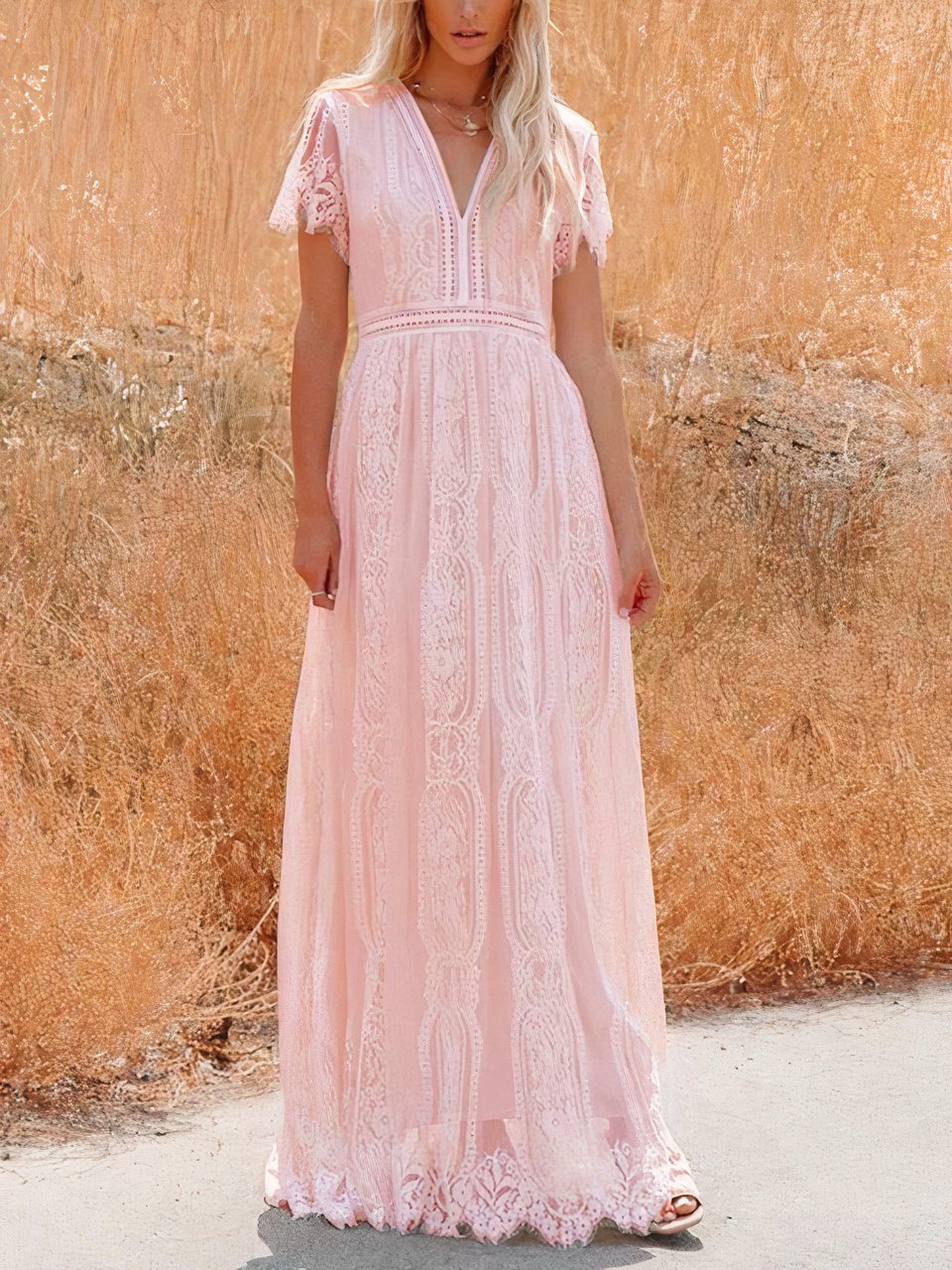 Vestido comprido de renda boémia Tilda