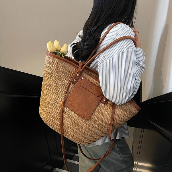 Beatrice Forest Woven Single-Shoulder Tote
