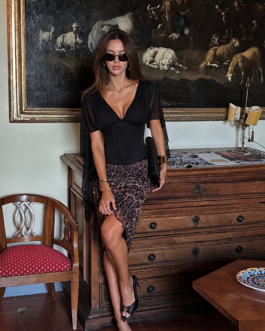 Valerie Chiffon Bell Sleeves Corset Top