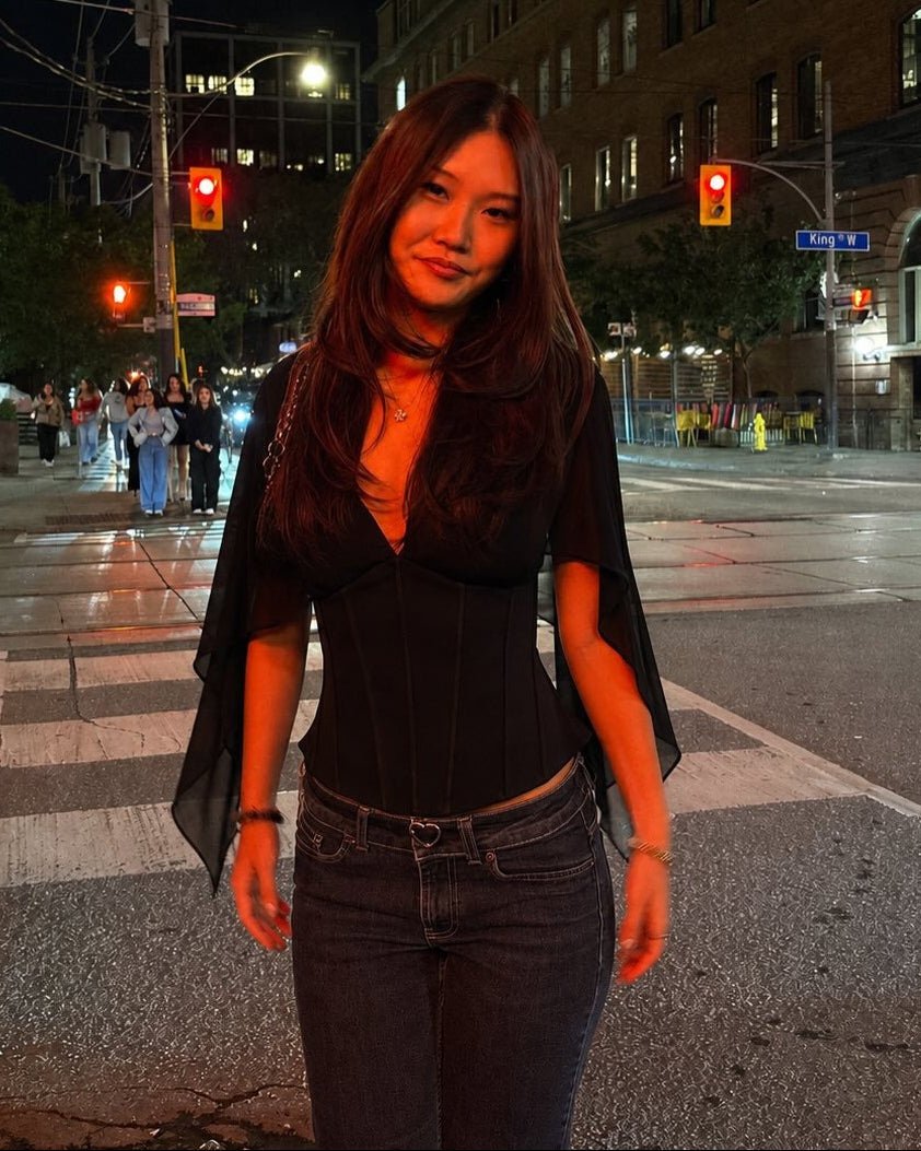 Valerie Chiffon Bell Sleeves Corset Top