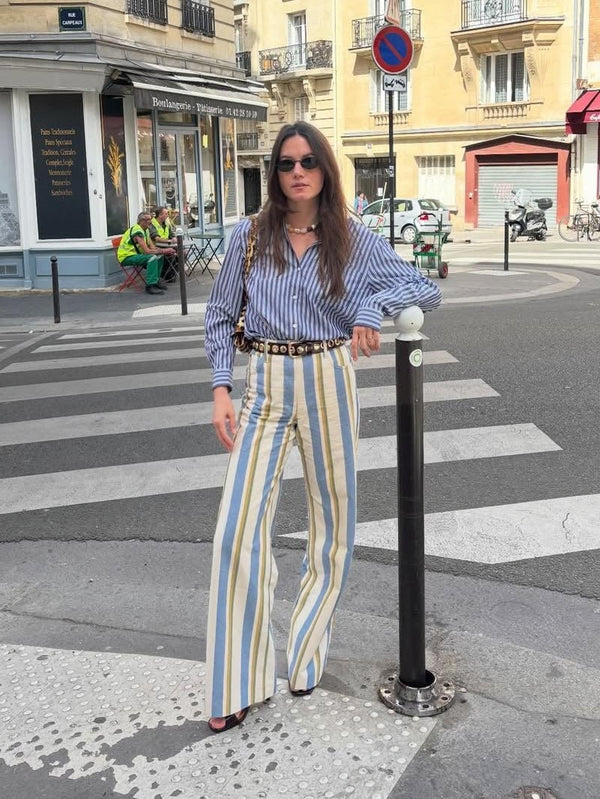 Pantalones de rayas Valerie de tiro bajo