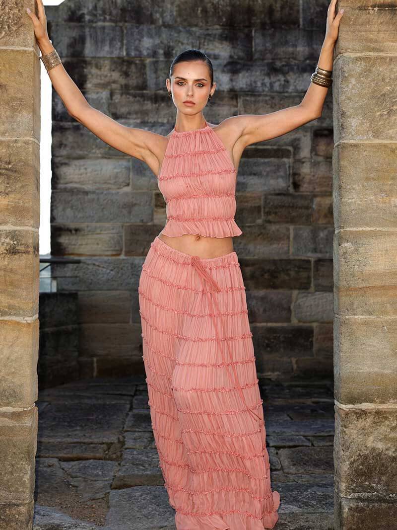 Conjunto de duas peças Valerie com detalhes de folhos