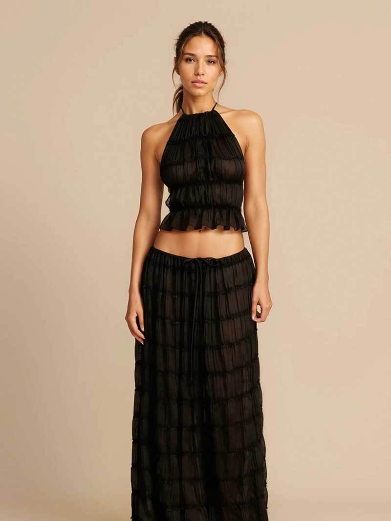 Conjunto de duas peças Valerie com detalhes de folhos