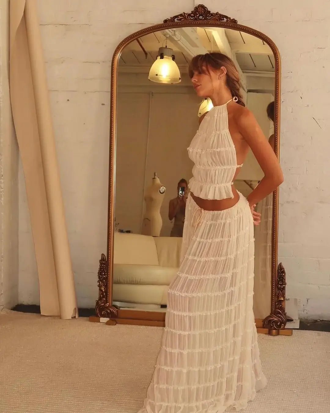 Conjunto de duas peças Valerie com detalhes de folhos