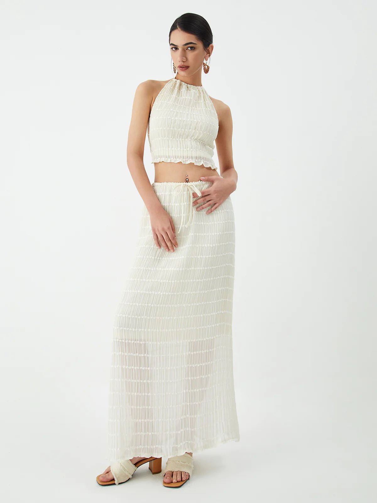Conjunto de duas peças Valerie com detalhes de folhos
