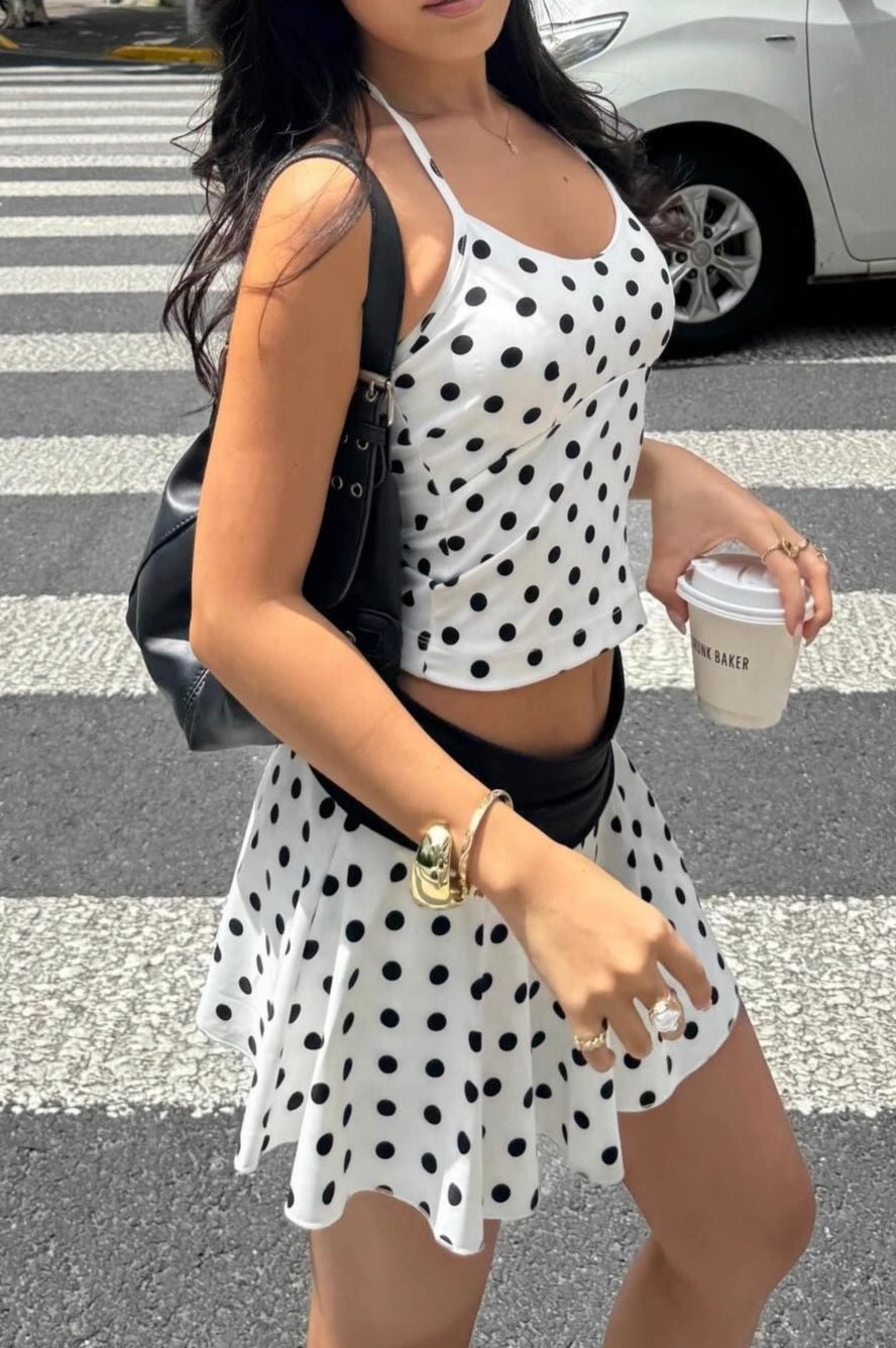 Verity halterset met stippen en crop-top