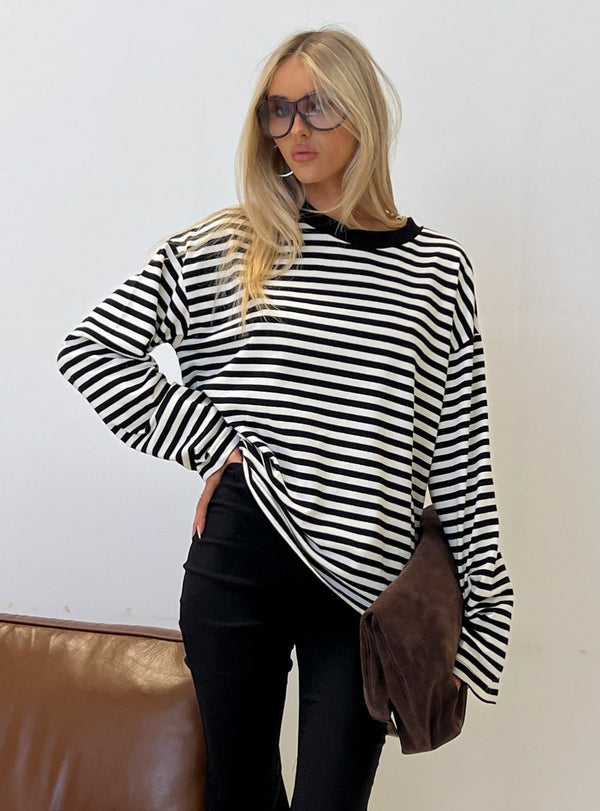 Vivien oversized striksweater med striber