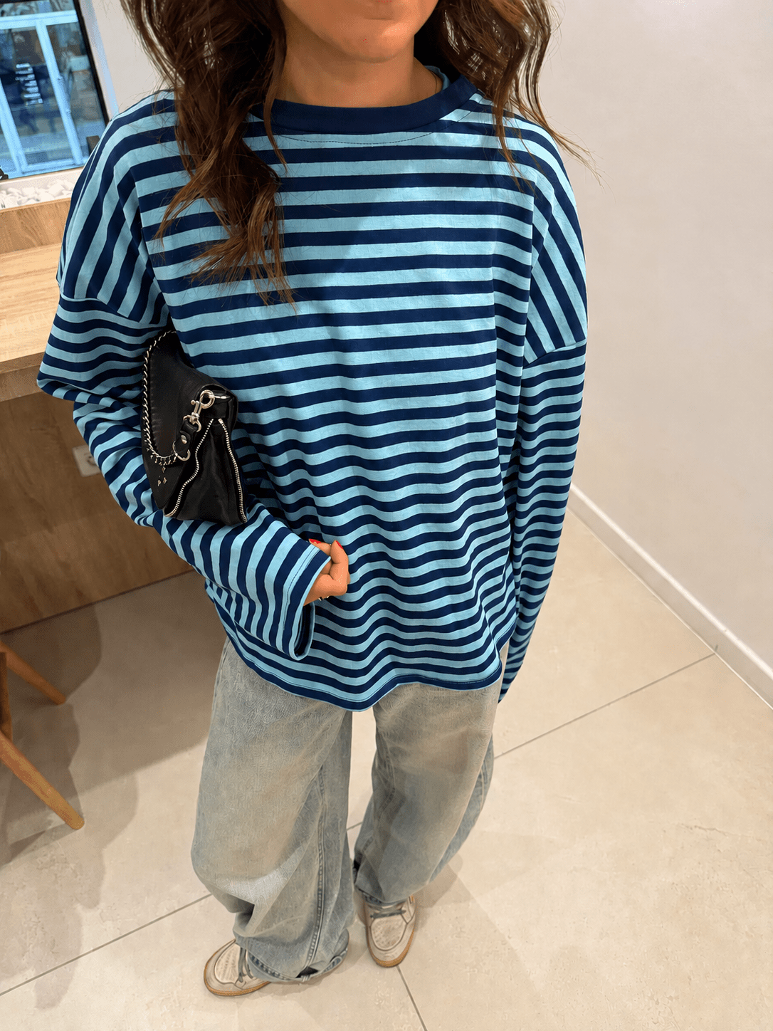 Gestreifter Oversized-Strickpullover Vivien