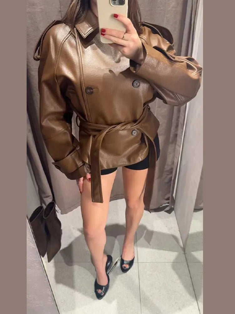 Trench Xylia in ecopelle con cintura