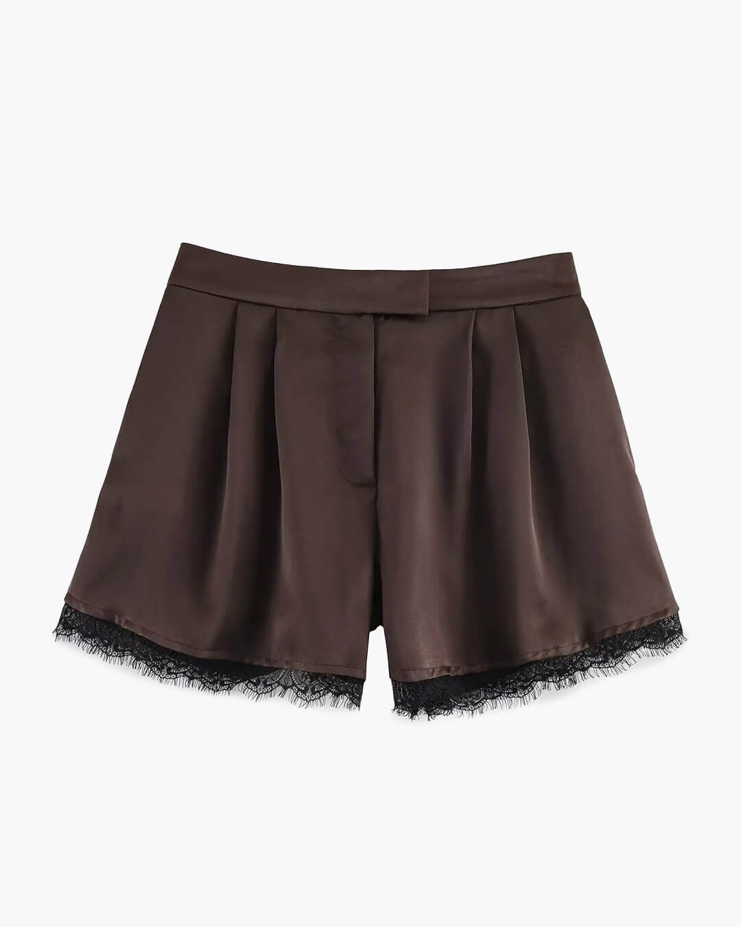Mini shorts satinati Xylia con bordo in pizzo