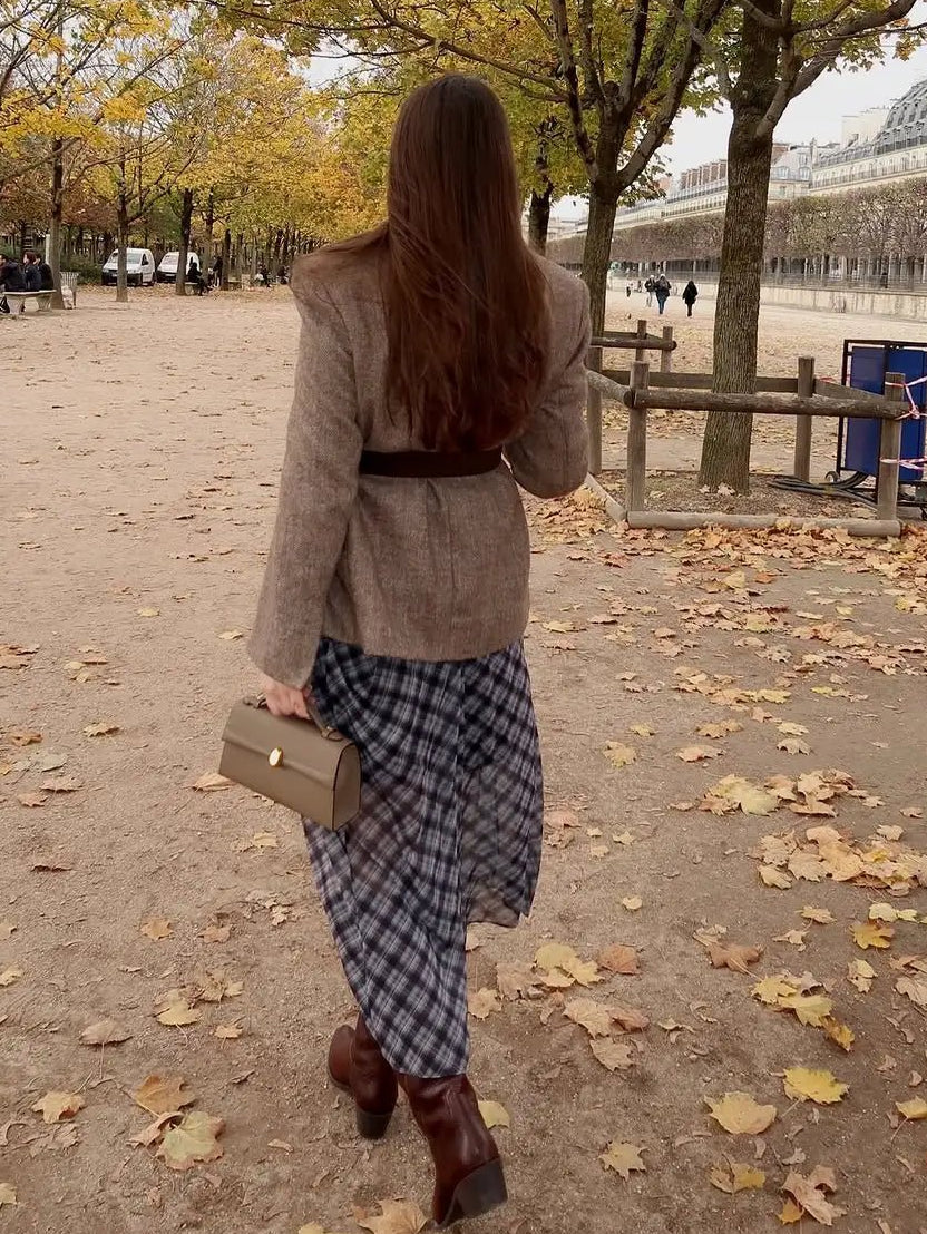 Yalina Herringbone Blazer with Belt