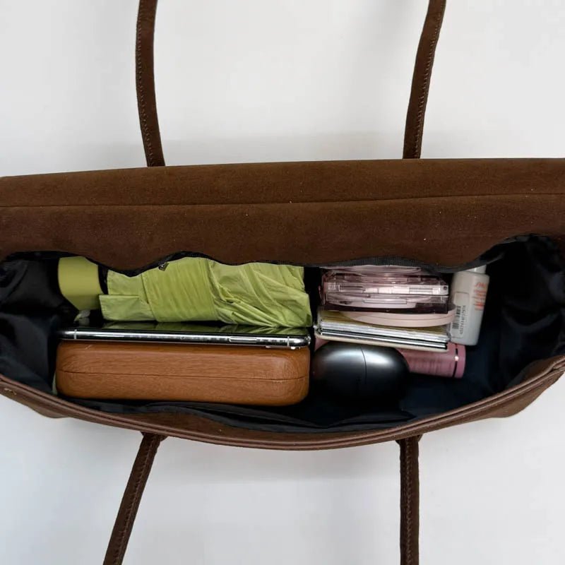 Borsa tote Yara in finta pelle scamosciata con paillettes