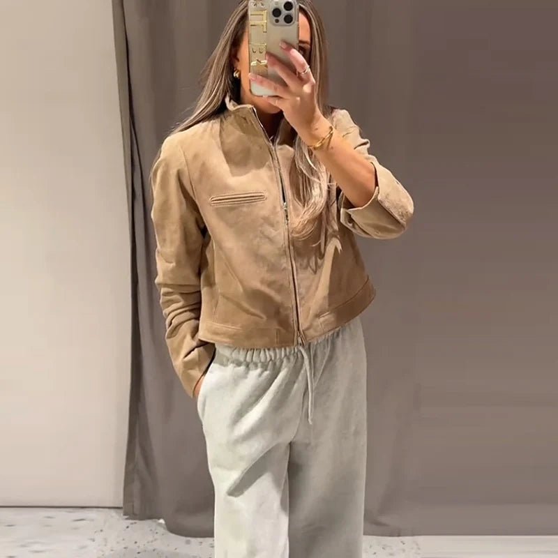 Bomber corto in camoscio Yza