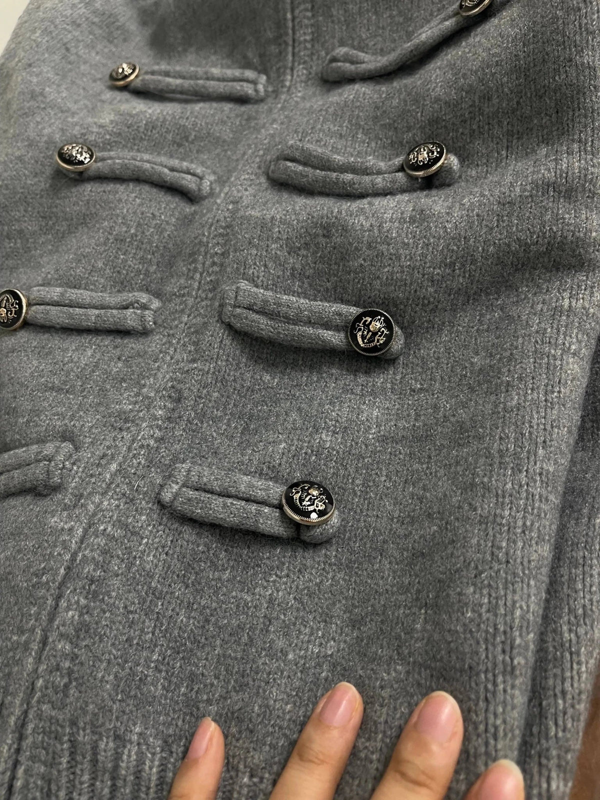 Sofie Turtleneck Zip Knit Cardigan in grey – styled look